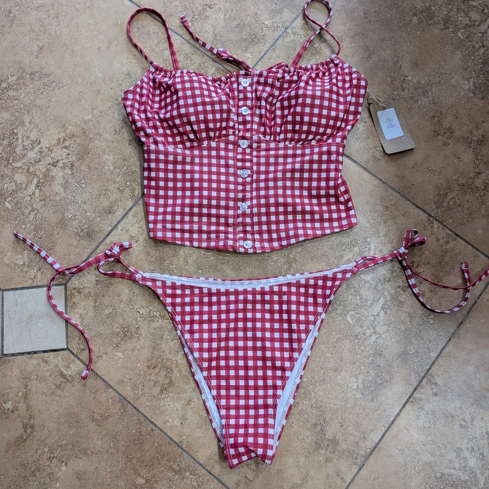 Samiol nWT Red Gingham Bikini Set XL And Large